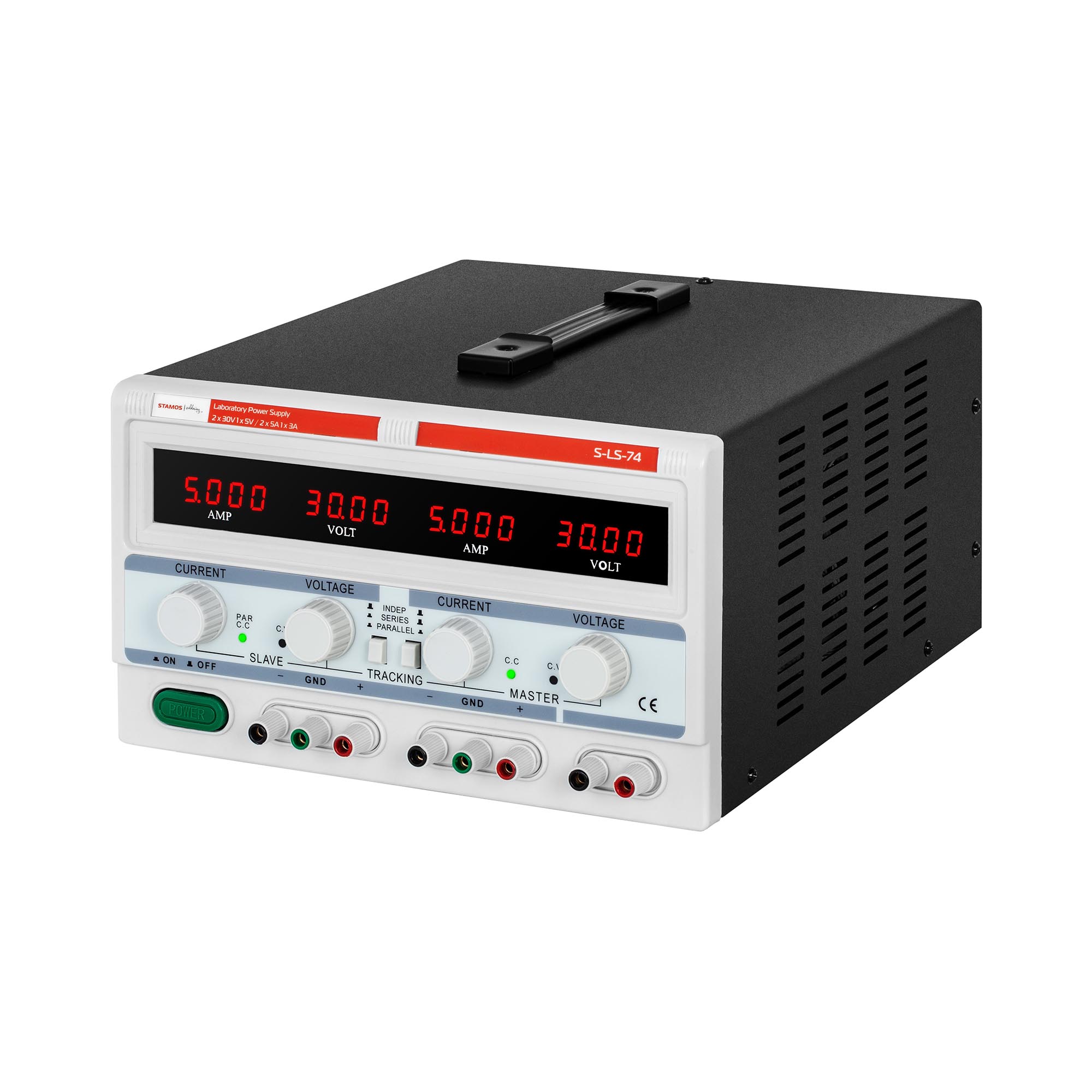 Bild von Stamos Labornetzgerät regelbar Labornetzteil Netzgerät Netzteil Trafo 2 x 30 V /5 A DC, Labornetzgerät, Schwarz