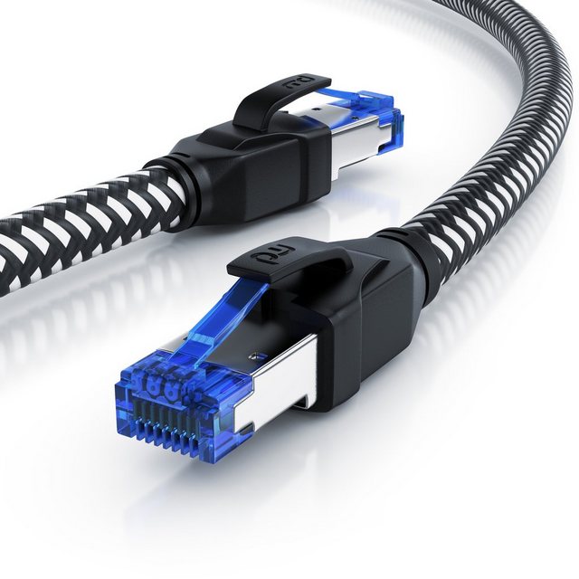 Bild von Primewire CAT 8 Netzwerkkabel 40 Gbits - Baumwollmantel - LAN Kabel Patchkabel RJ45 - S/FTP PIMF Schirmung (S/FTP, CAT8.1, 3 m), Netzwerkkabel