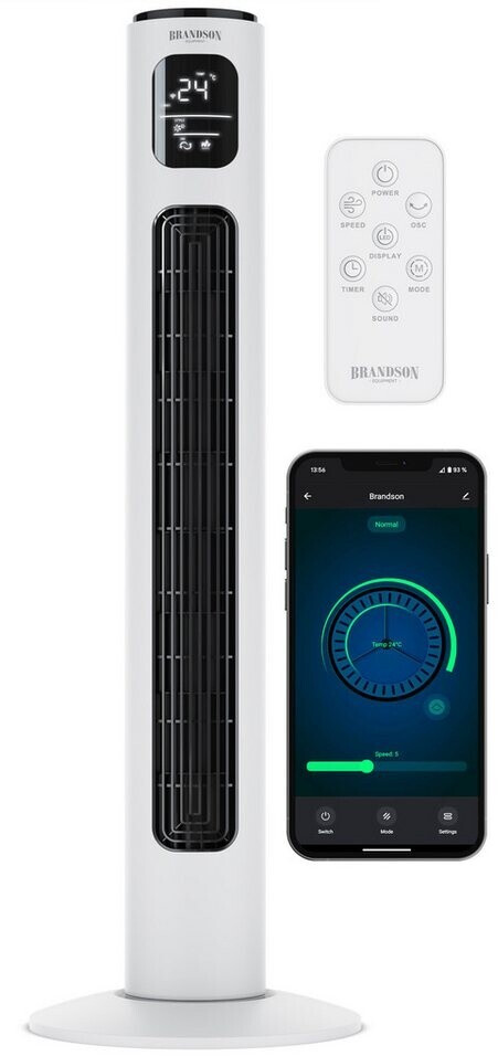 Bild von Brandson ECO Turmventilator Silent, 12 Leistungsstufen, Ventilator Standventilator mit DC-Motor, Timer, inkl. Fernbedienung, sehr leise