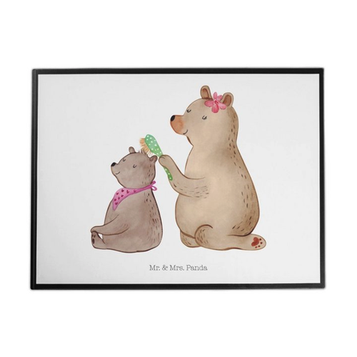 Bild von Mr. & Mrs. Panda Schreibtischunterlage Bär Kind - Weiß - Geschenk, Danke Mama, Vatertag, Muttertag, Schreibt, (1 tlg)