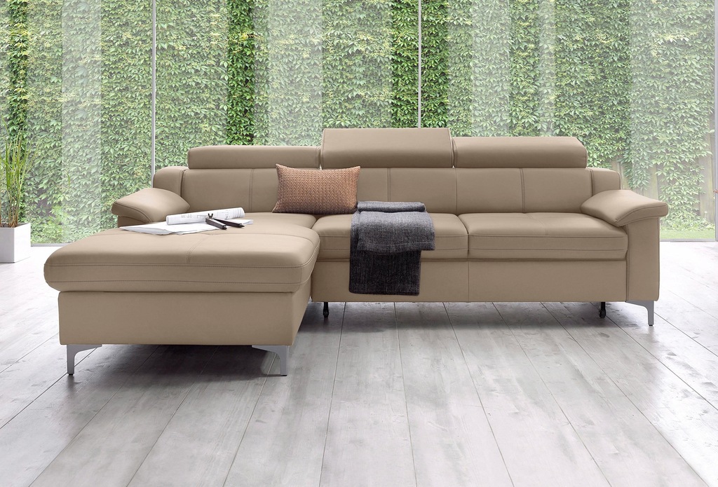 Bild von exxpo - sofa fashion Ecksofa "Florenz, aktuelles Design, komfortabler Sitz und bequemen Armlehnen", mit Kopfteilverstellung, wahlweise Bettfunktion, L-Form