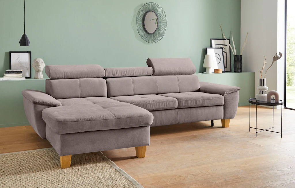 Bild von exxpo - sofa fashion Ecksofa "Enya, aufwendige Detailverarbeitung, hoher Sitzkomfort, bequem, L-Form", inkl. Kopfteilverstellung, wahlweise mit Bettfunktion und Bettkasten