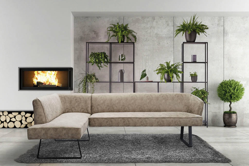 Bild von exxpo - sofa fashion Eckbank "Americano", mit Keder und Metallfüßen, Bezug in verschiedenen Qualitäten
