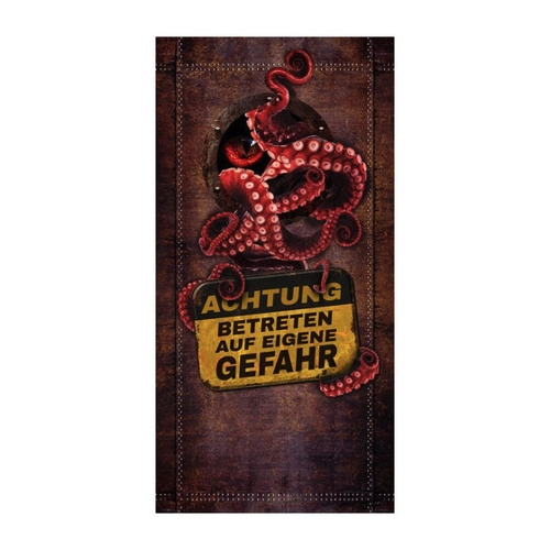 Bild von Wandmotiv24 Türtapete Achtung! Rostige Tür mit Krake und Tintenfisch