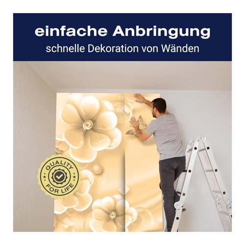 Bild von Wandmotiv24 Fototapete Blumen Schmetterlinge Perlen Sepia – XXL Wandtapete für Ihr Zuhause
