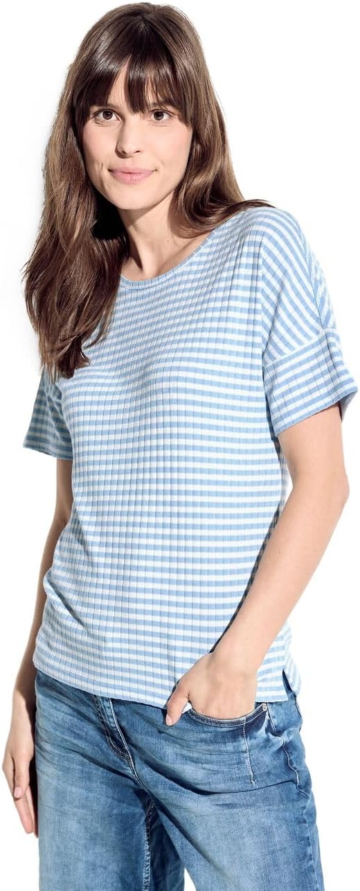 Bild von CECIL Damen B321298 Gestreiftes T-Shirt, Soft Light Blue, XXL