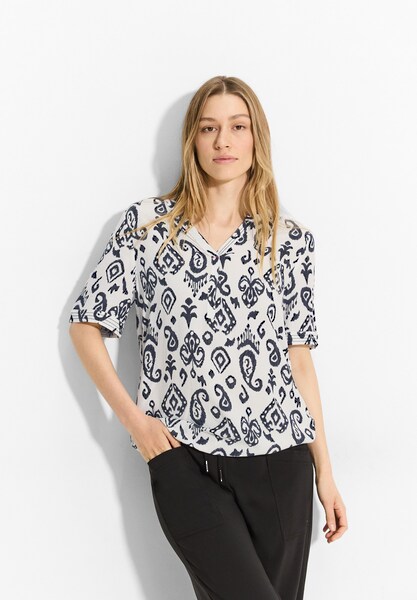 Bild von Cecil Kurzarmbluse »SPLIT NECK«, aus reiner Viskose und mit Print
