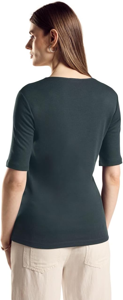 Bild von STREET ONE Damen A3176651 T-Shirt in Unifarbe, Hunter Green, 36
