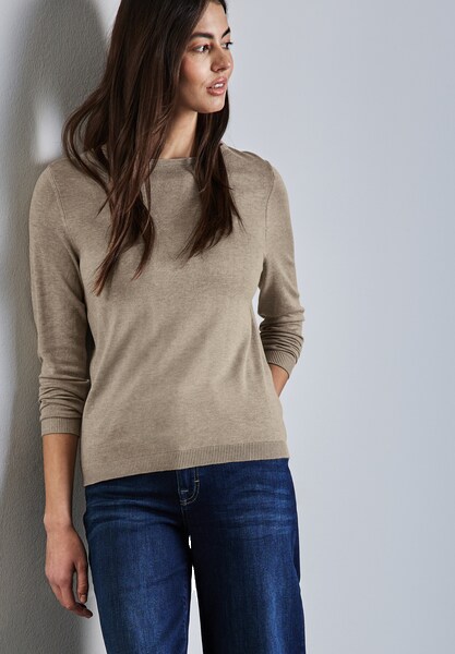 Bild von Street One Pullover, U-Boot-Ausschnitt, für Damen, braun, 36