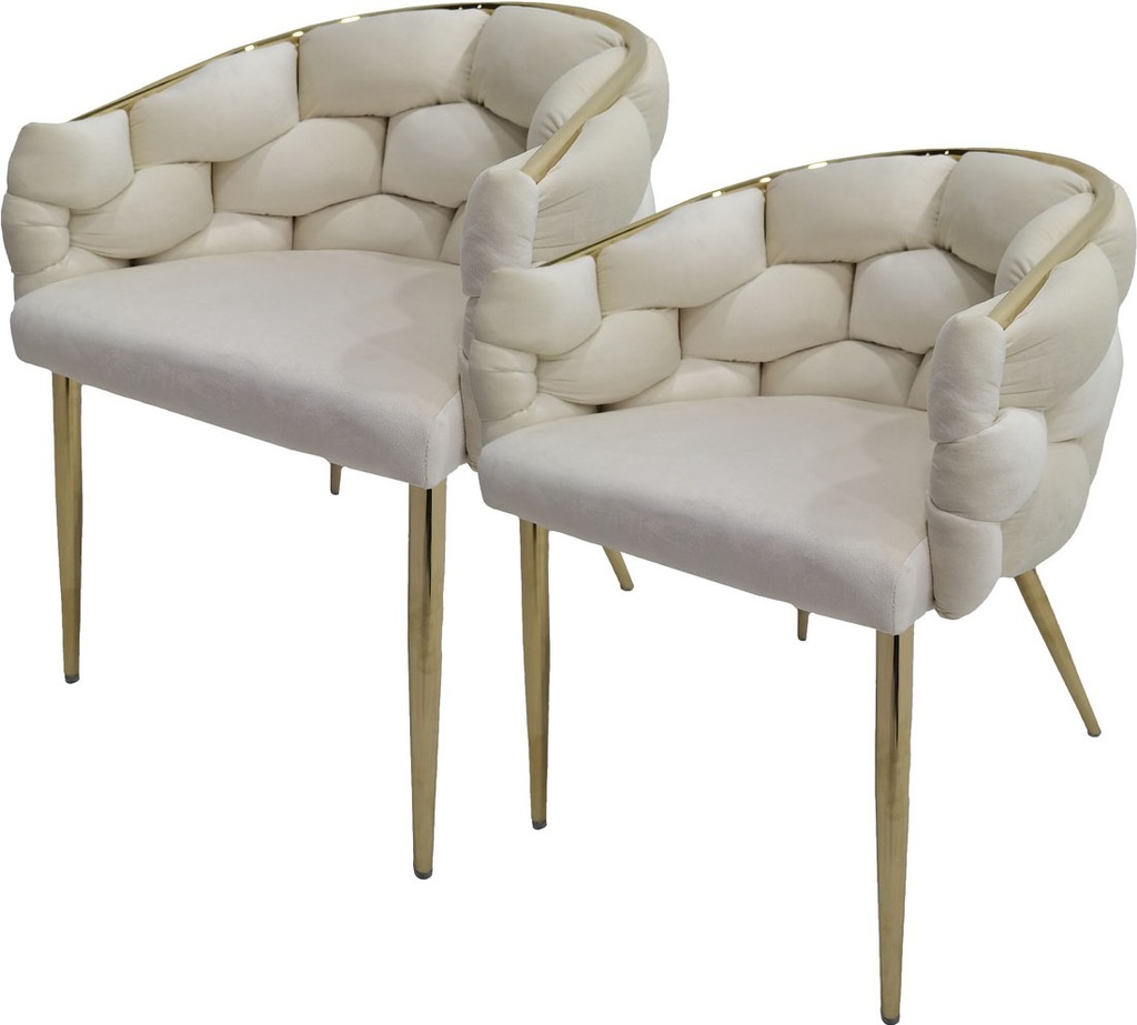 Bild von Kayoom Polsterstuhl "Stuhl Grace 125 2er-Set, Gestell aus Eisen, bequem gepolstert", (Set), 2 St., Graziöses Design, absolutes Eye-Catcher, geflochtener Rücken