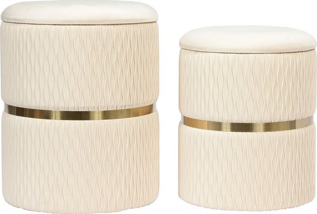 Bild von Kayoom Polsterhocker Hocker Zora 425 2er-Set, Praktischer und versteckter Stauraum (Set, 2 St), 2er-Set mit Stauraum, ineinander stapelbar, goldener Ring