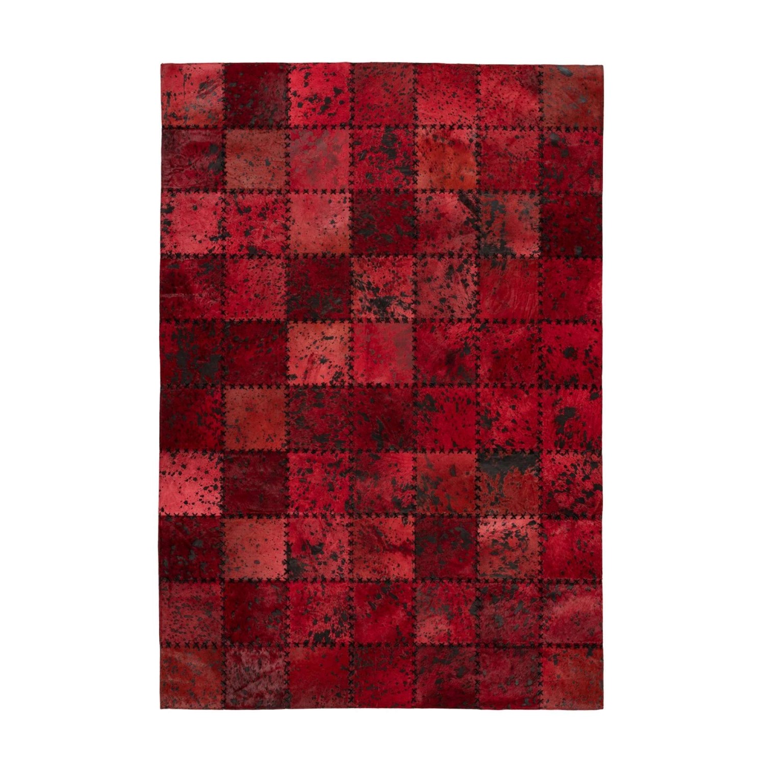 Bild von MeGusta Flachflor Teppich Rot Animal Patchwork Design Leder 200 x 290 cm