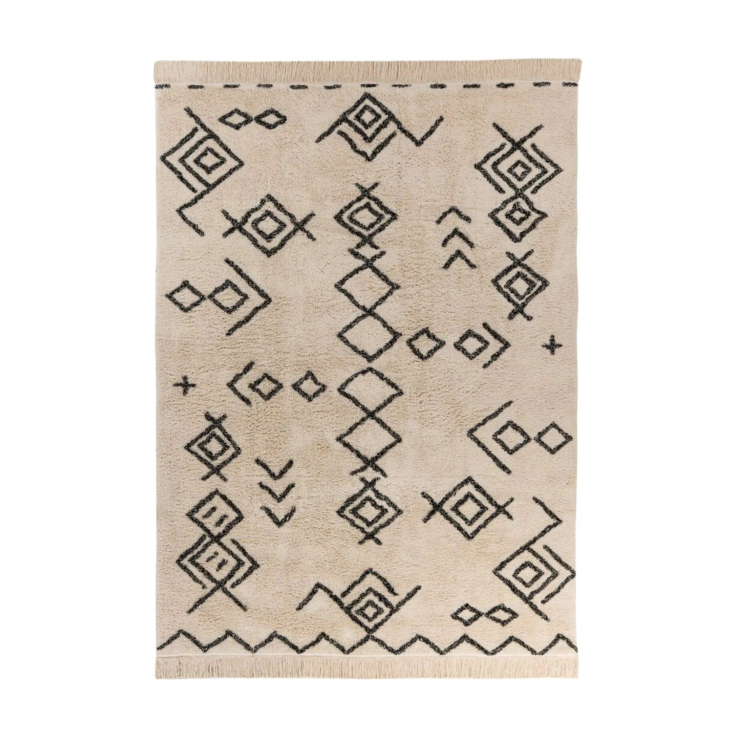Bild von MeGusta Kurzflor Teppich Modern Creme Schwarz pflegeleicht 200 x 290 cm