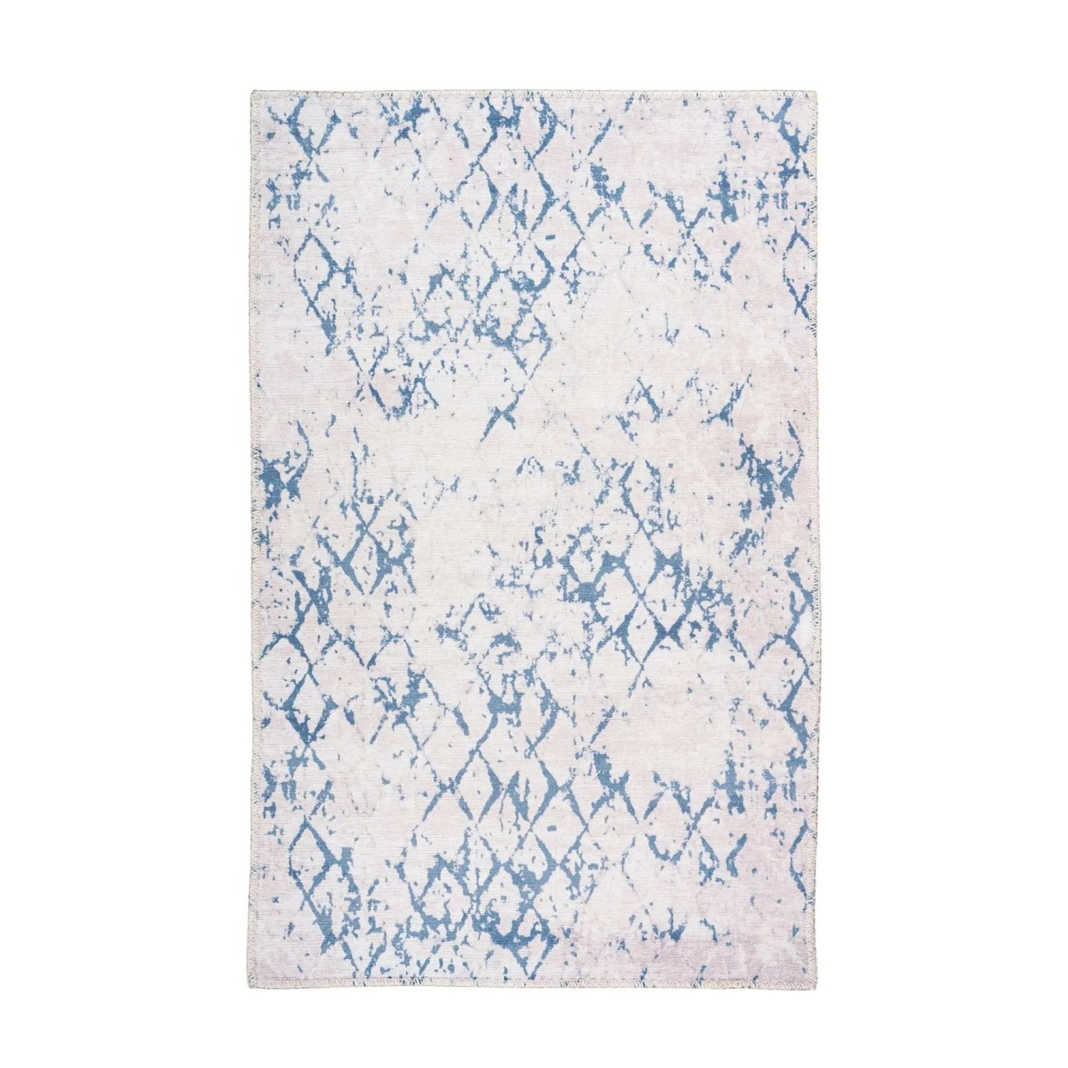 Bild von MeGusta Flachflor Teppich Modern Weiß Blau Bedruckter Teppich 200 x 290 cm