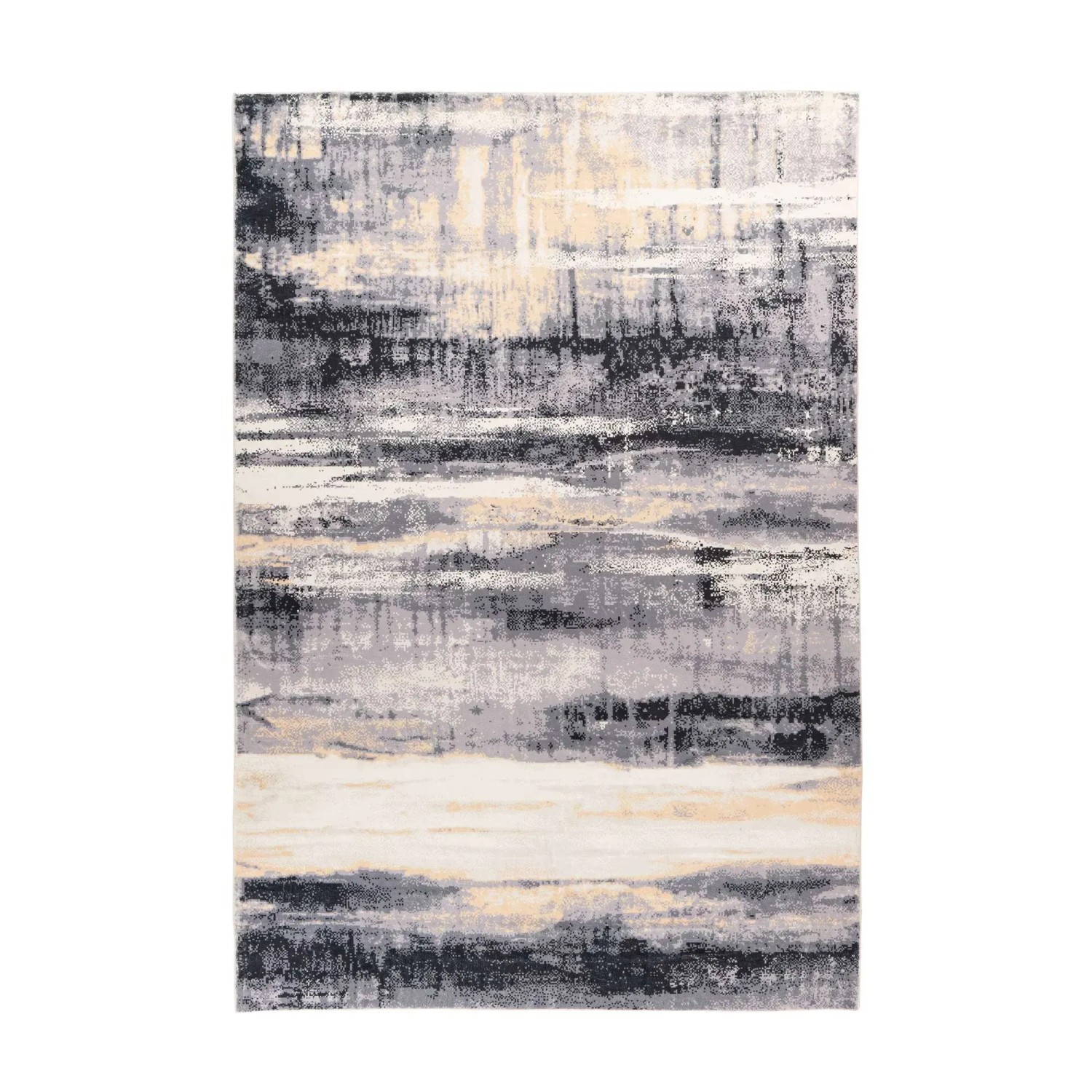 Bild von MeGusta Kurzflor Teppich Vintage UsedLook Schwarz 80x150 cm Consuelo