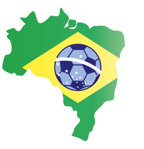 Bild von K&L Wall Art Wandtattoo Brasilien Landkarte WM 2014 Fußball Klebebilder Wohnzimmer modern, Wandbild selbstklebend, entfernbar