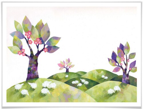 Bild von Wall-Art Poster »Märchen Wandbilder Die Schafswiese«, Tiere, (1 St.), Poster ohne Bilderrahmen