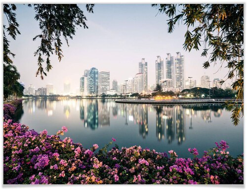 Bild von Wall-Art Poster »Bangkok Skyline Fotokunst«, Landschaften, (1 St.), Poster ohne Bilderrahmen