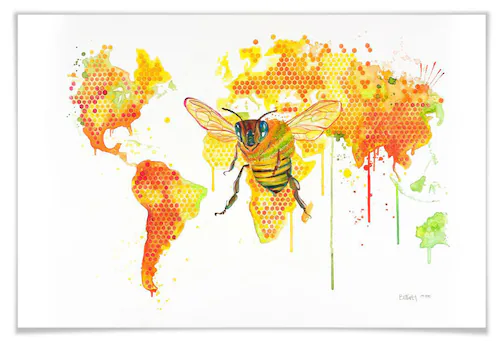Bild von Wall-Art Poster »Bees World Bienenkönigin«, Schriftzug, (1 St.), Poster ohne Bilderrahmen