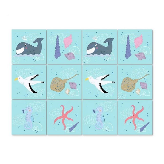 Bild von K&L Wall Art Fliesenaufkleber Klebefliese Sticker Set selbstklebend Ozean Fische Badezimmer