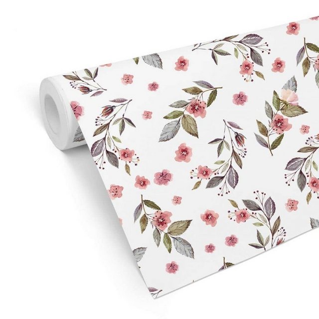 Bild von K&L Wall Art Mustertapete Kirschblüten Sakura Blumentapete Florale Vliestapete Rosengarten, Kirschblüten Tapete