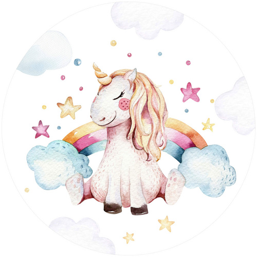 Bild von K&L Wall Art Vliestapete »Runde Vliestapete«, Kvilis Einhorn Regenbogen, mehrfarbig, matt - bunt