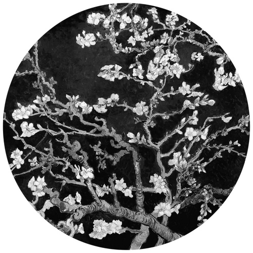 Bild von K&L Wall Art Vliestapete »Runde Vliestapete«, van Gogh Mandelblüte schwarz, mehrfarbig, matt - bunt