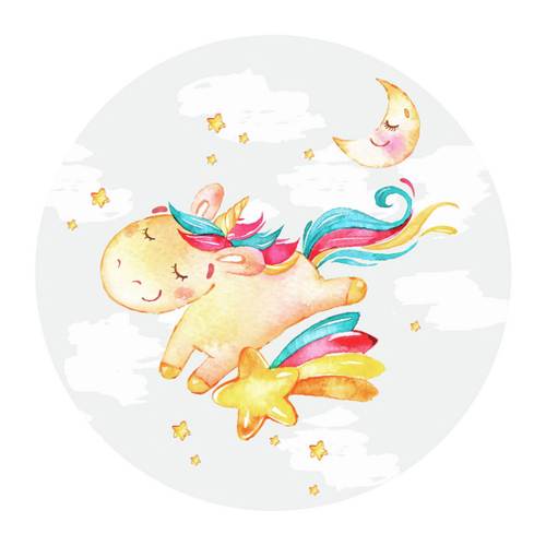 Bild von K&L Wall Art Vliestapete »Runde Vliestapete«, Kinder Einhorn Regenbogen, mehrfarbig, matt - bunt