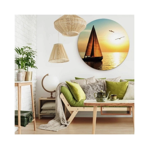 Bild von K&L Wall Art Gemälde Metallposter Maritim Deko Segelboot Sonnenuntergang Urlaub