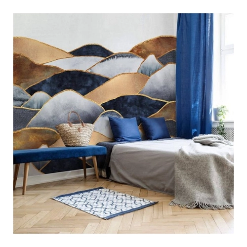 Bild von K&L Wall Art Fototapete Große Vliestapete XXL Art Deco Gold Natur Berge Hügel abstrakt
