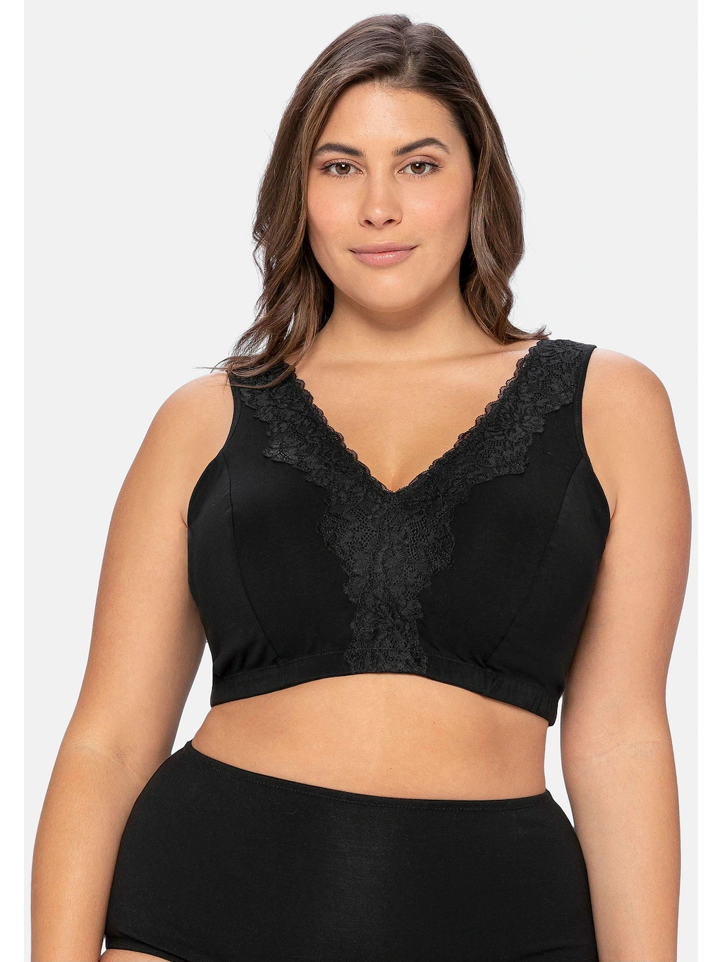 Bild von Sheego Damen Große Größen BH ohne Bügel in Bustier-Form, mit Spitzenborte Unterwäsche