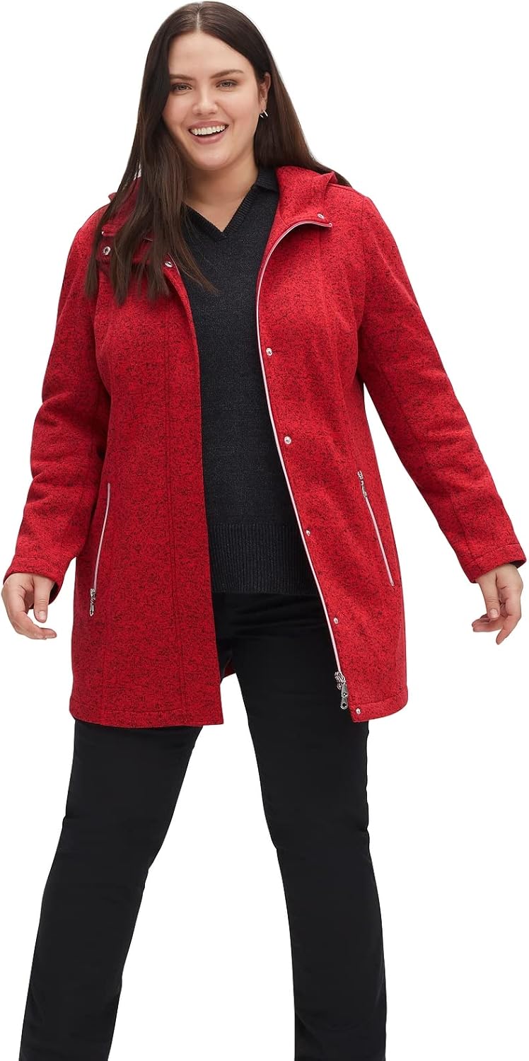 Bild von Sheego Damen Große Größen Kapuzenjacke in melierter Optik, wärmender Strickfleece Freizeitmode sportlich -
