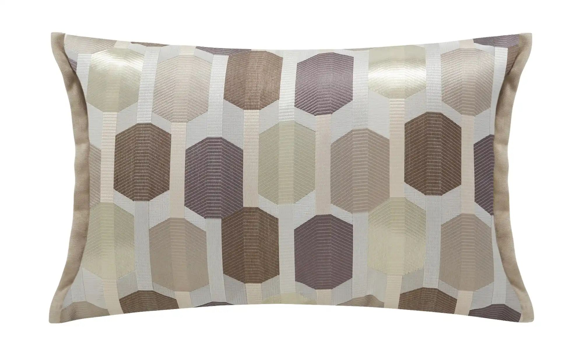 Bild von Como Deko-Kissen in Taupe, geometrisches Muster, kuscheliger Kissen-Bezug inkl. weicher Füllung für Sofa, Sesse oder Bett, hohe Qualität, 30x50cm, rechteckig 100% Polyesterfüllung