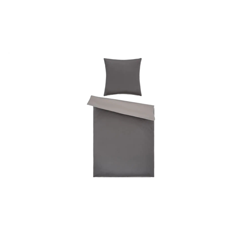 Bild von Como Satin Wende-Bettwäsche Satin Piping in Grau - Ein stilvolles Schlafvergnügen