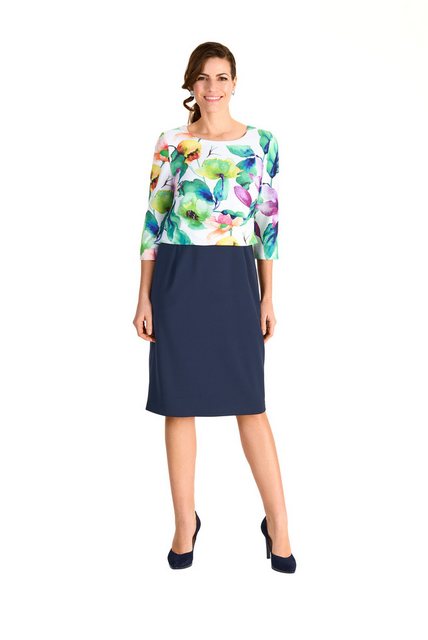 Bild von HERMANN LANGE Collection Cocktailkleid, mit Blumenprint unifarbenem Rock