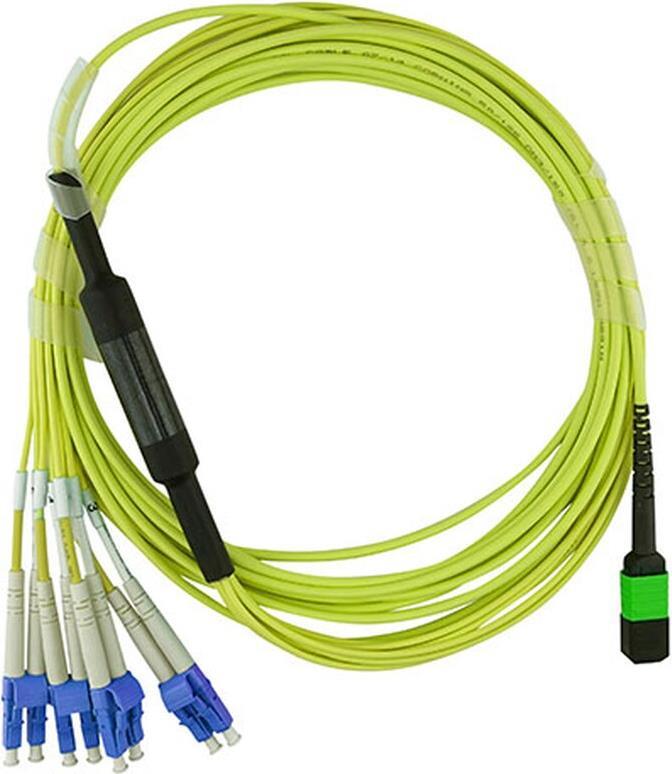 Bild von Kompatibles Dell EMC CBL-MPO12-4LC-SMF-2M BlueOptics LWL Breakout Patchkabel, MPO/UPC, 4xDuplex LC/UPC, 2 Meter, Singlemode E9/125µm, G.657.A1, MPO Einfügedämpfung: unter 0.3dB, LC Einfügedämpfung: unter 0.2dB, Markenfaser, 3.0mm LSZH gelb, 8 Kerne und MP (CBL-MPO12-4LC-SMF-2M-BO)