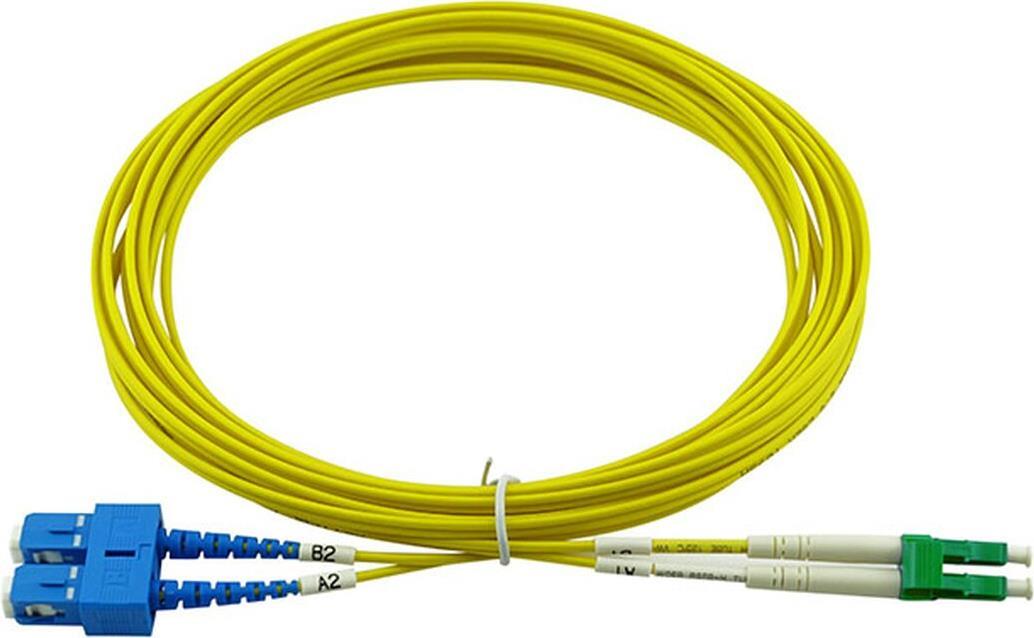 Bild von BlueOptics Duplex LWL Patchkabel, LC-APC/SC-UPC blau, 7.5 Meter, Singlemode E9/125µm, G.657.A1, OS2, Eingangsdämpfung: unter 0.2dB, Markenfaser, LSZH gelb, 2.0mm Tube, Keramik Ferrule, inkl. Messprotokoll (SFP3132BU7.5MX)
