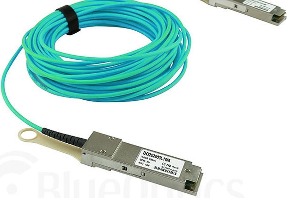 Bild von Kompatibles Source Photonics QSFP-100G-AOC-30M QSFP28 BlueOptics Aktives Optisches Kabel (AOC), 100GBASE-SR4, Ethernet, Infiniband, 30 Meter (Q28-AOC-30M-SP-BO)