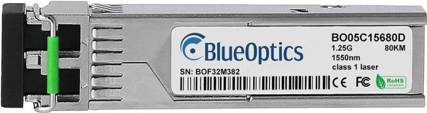 Bild von Kompatibler Telco Systems BTI-MGBIC-GZX-DD-LC BlueOptics BO05C15680D SFP Transceiver, LC-Duplex, 1000BASE-ZX, Singlemode Fiber, 1550nm, 80KM, DDM, 0°C/+70°C (BTI-MGBIC-GZX-DD-LC-BO)