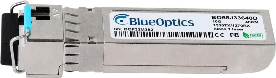 Bild von Alcatel-Nokia 3HE10452AB kompatibler BlueOptics© SFP+ Bidi Transceiver für Singlemode 10 Gigabit Highspeed Datenübertragungen in Glasfaser Netzwerken. Unterstützt 10 Gigabit Ethernet, Fibre Channel oder SONET/SDH Anwendungen in Switchen, Routern, Storage (3HE10452AB-BO)