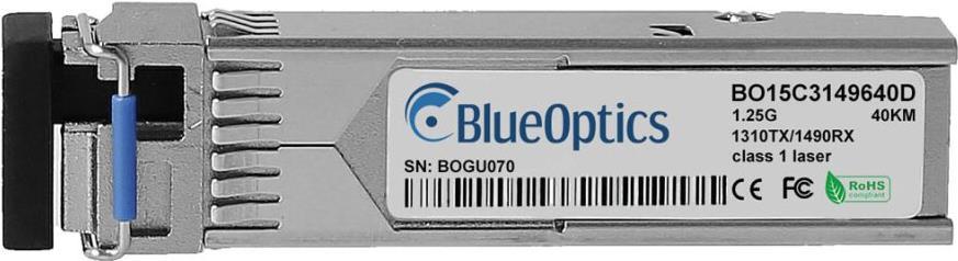Bild von Viavi JMEP01B4U11 kompatibler BlueOptics© SFP Bidi Transceiver für Singlemode Gigabit Highspeed Datenübertragungen in Glasfaser Netzwerken. Unterstützt Gigabit Ethernet, Fibre Channel oder SONET/SDH Anwendungen in Switchen, Routern, Storage Systemen und ä (JMEP01B4U11-BO)