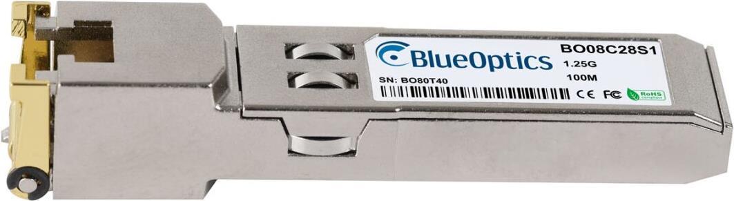 Bild von Evertz Scorpion SFPTR-RJ45-SER-AV kompatibler BlueOptics© SFP Transceiver für Gigabit Highspeed Datenübertragungen in Glasfaser Netzwerken. Unterstützt Gigabit Ethernet in Switchen, Routern, Storage Systemen und ähnlicher Hardware. BlueOptics SFP Transcei (SFPTR-RJ45-SER-AV-BO)