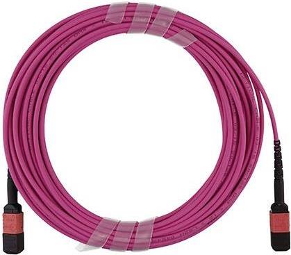 Bild von Kompatibles Lenovo AV25 BlueOptics LWL Trunkkabel, MPO/UPC zu MPO/UPC, 5 Meter, Multimode G50/125µm, OM4, Markenfaser, 3.0mm LSZH magenta, 12 Kerne, Typ B, MPO Stecker ohne Pins, inkl. Messprotokoll (AV25-BO)