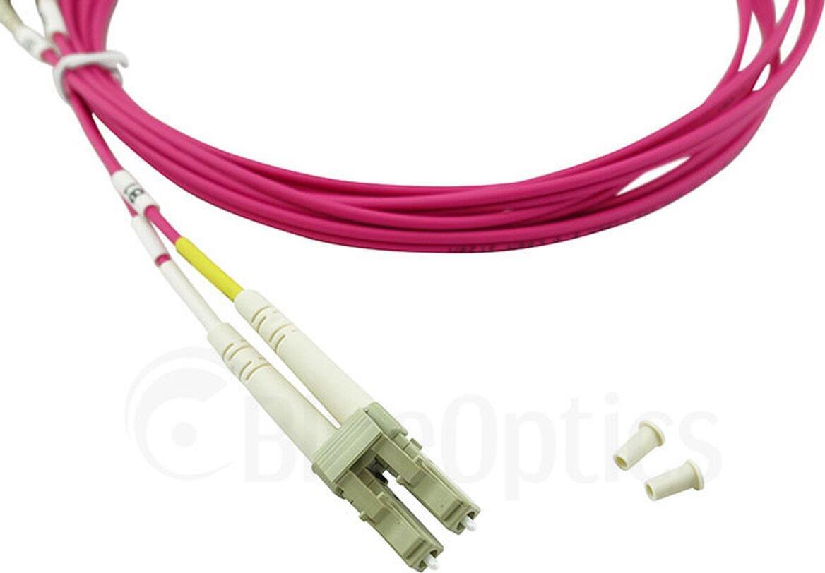 Bild von BlueOptics© Duplex LWL Patchkabel, LC-UPC/LC-UPC beige, 50 Meter, Multimode G50/125µm, OM4, Eingangsdämpfung: unter 0.2dB, Markenfaser, LSZH magenta / violett, 2.0mm Tube, Keramik Ferrule, inkl. Messprotokoll (SFP3131FU50MK)