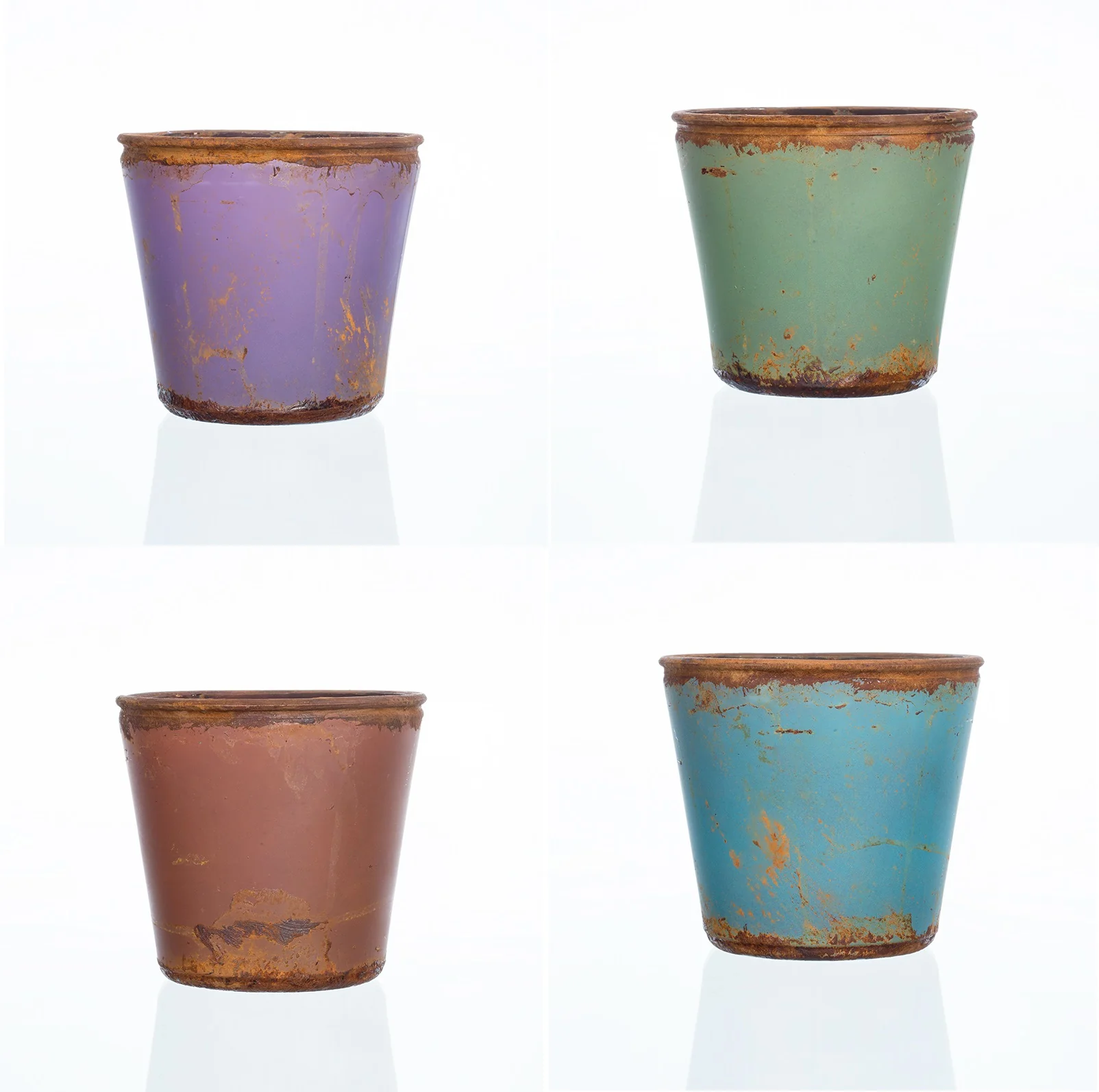 Bild von Blumentopf Ãbertopf Glas Teracotta Lila H 12cm