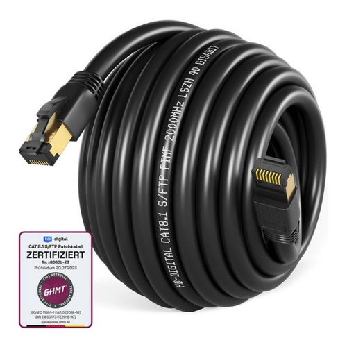 Bild von HB-DIGITAL Patchkabel CAT.8.1 S/FTP LSZH SCHWARZ 25,0m Netzwerkkabel