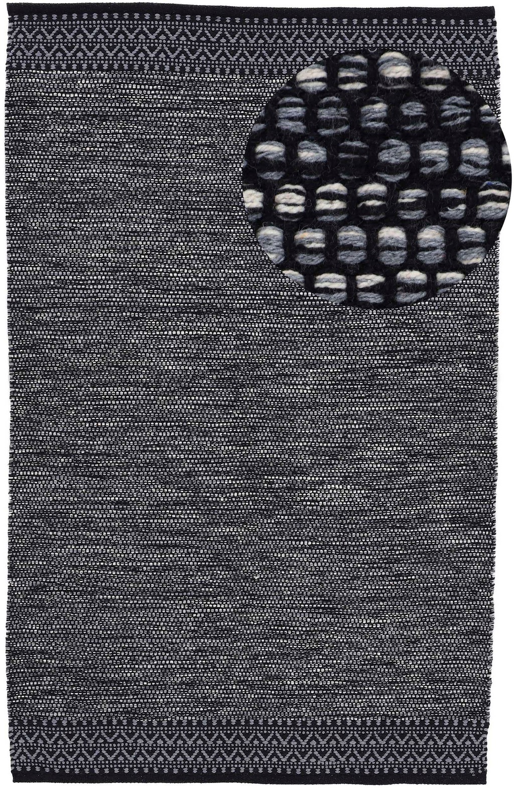 Bild von carpetfine Baumwollteppich Kelim Mia Schwarz 160x230 cm | Moderner Teppich für Wohn- und Schlafzimmer
