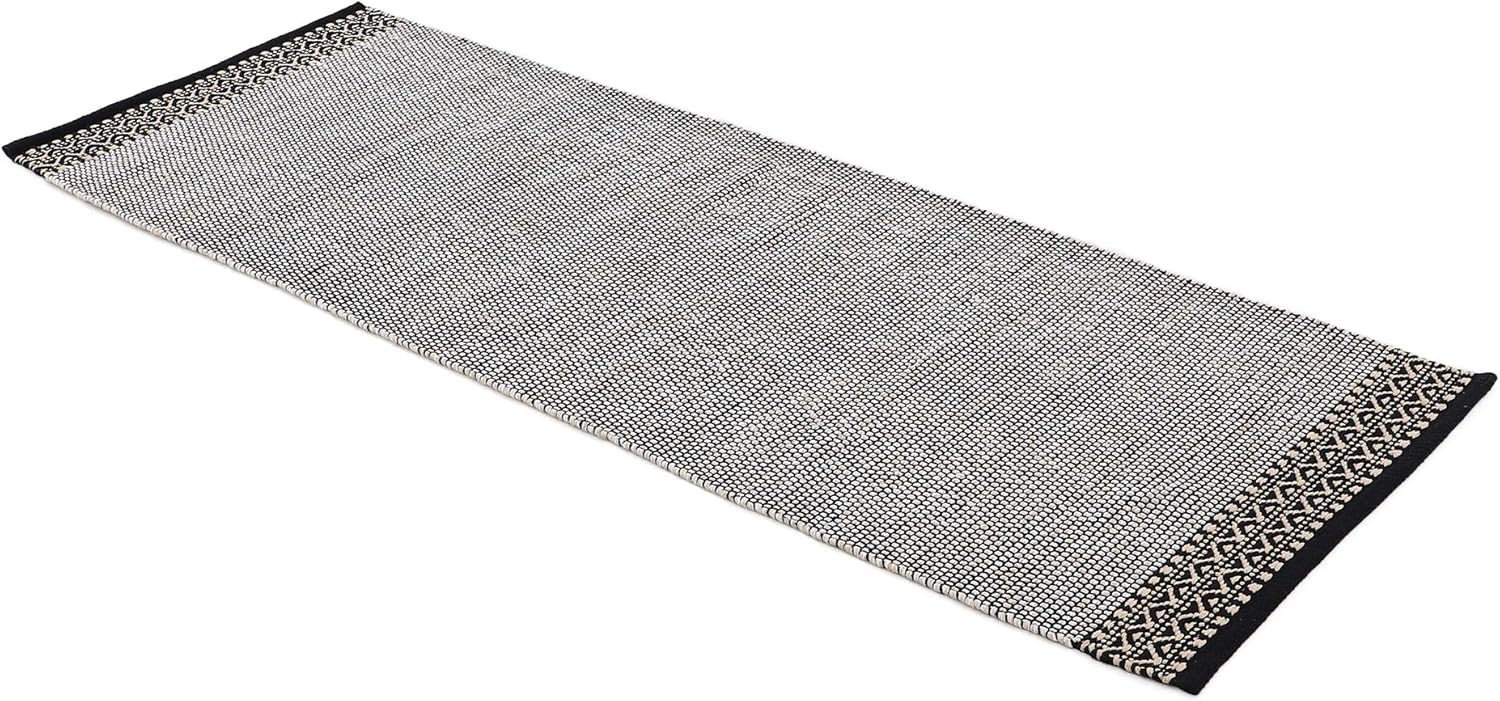 Bild von carpetfine Baumwollteppich Kelim Mia Schwarz 240x340 cm | Moderner Teppich für Wohn- und Schlafzimmer