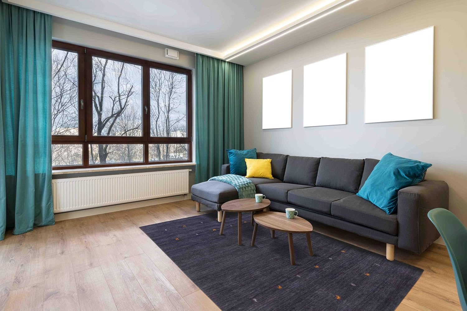 Bild von carpetfine Wollteppich "Gabbeh-Uni", quadratisch, 15 mm Höhe, reine Wolle, handgewebt, Gabbeh Loom Tiermotiv, Sonderform Quadrat