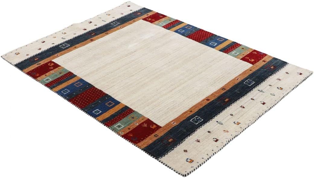 Bild von carpetfine Wollteppich Gabbeh Nura Beige 200x290 cm | Moderner Teppich für Wohn- und Schlafzimmer